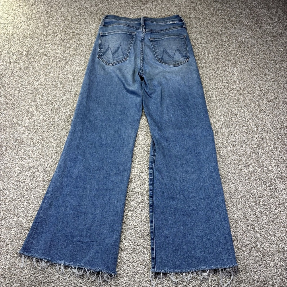 Mother The Tomcat Roller Fray Jeans Womens 23 Blue Wash Wide Leg Raw Hem Denim